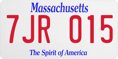 MA license plate 7JR015