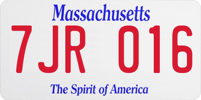 MA license plate 7JR016