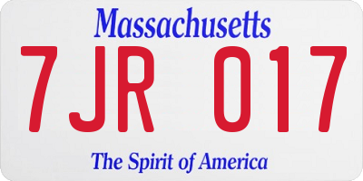 MA license plate 7JR017