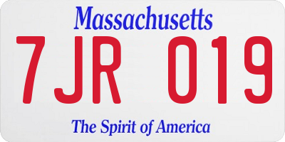 MA license plate 7JR019
