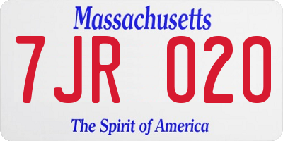 MA license plate 7JR020