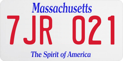 MA license plate 7JR021