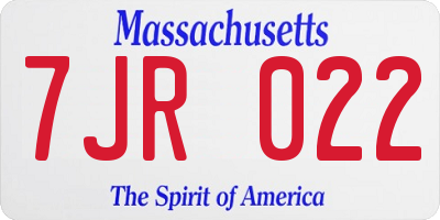 MA license plate 7JR022