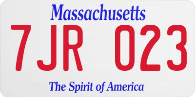 MA license plate 7JR023