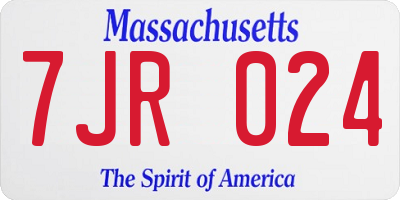 MA license plate 7JR024