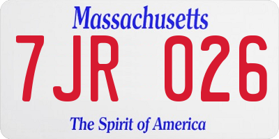 MA license plate 7JR026
