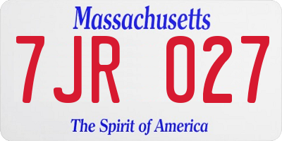 MA license plate 7JR027