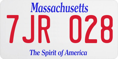MA license plate 7JR028