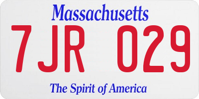 MA license plate 7JR029