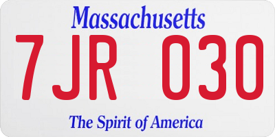 MA license plate 7JR030
