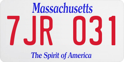 MA license plate 7JR031