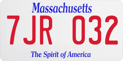 MA license plate 7JR032