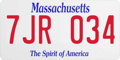 MA license plate 7JR034