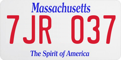 MA license plate 7JR037