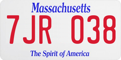 MA license plate 7JR038