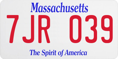 MA license plate 7JR039
