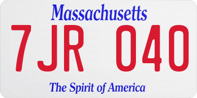 MA license plate 7JR040