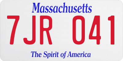 MA license plate 7JR041