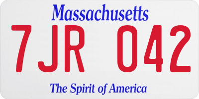 MA license plate 7JR042