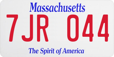 MA license plate 7JR044
