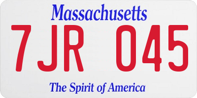MA license plate 7JR045