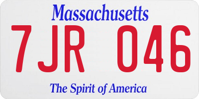 MA license plate 7JR046