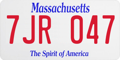 MA license plate 7JR047