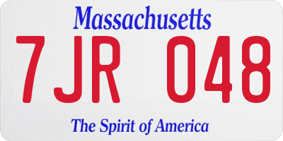 MA license plate 7JR048
