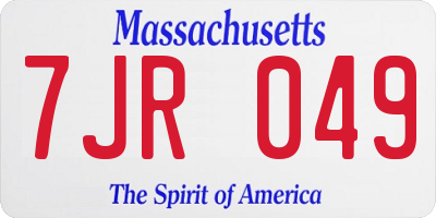 MA license plate 7JR049
