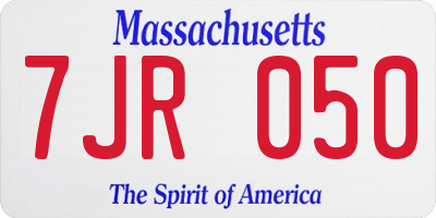 MA license plate 7JR050