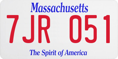 MA license plate 7JR051