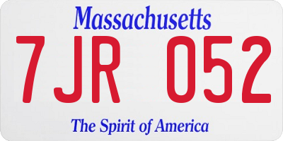 MA license plate 7JR052