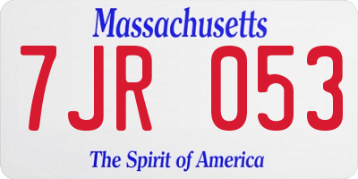 MA license plate 7JR053