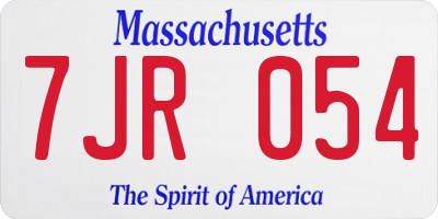 MA license plate 7JR054