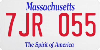 MA license plate 7JR055