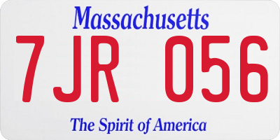 MA license plate 7JR056