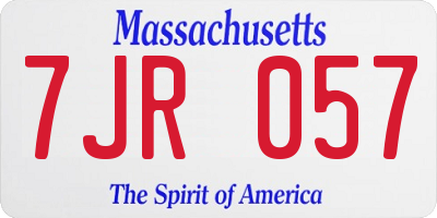 MA license plate 7JR057