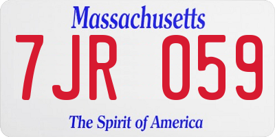 MA license plate 7JR059