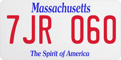 MA license plate 7JR060