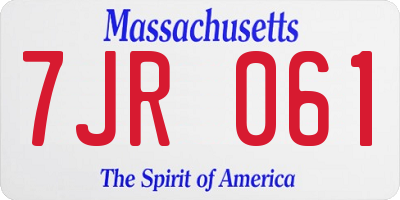 MA license plate 7JR061