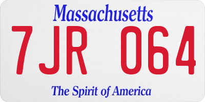 MA license plate 7JR064