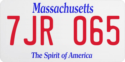 MA license plate 7JR065