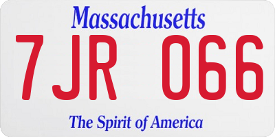 MA license plate 7JR066