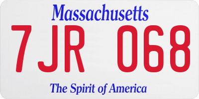 MA license plate 7JR068
