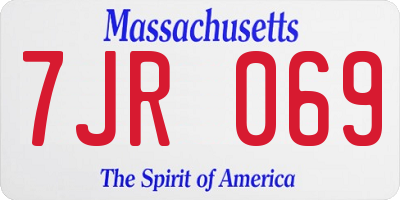 MA license plate 7JR069