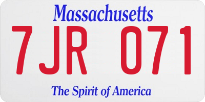 MA license plate 7JR071
