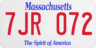 MA license plate 7JR072