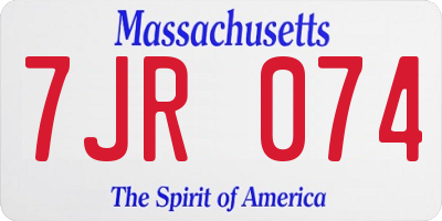 MA license plate 7JR074