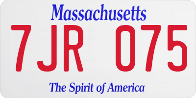 MA license plate 7JR075