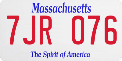 MA license plate 7JR076